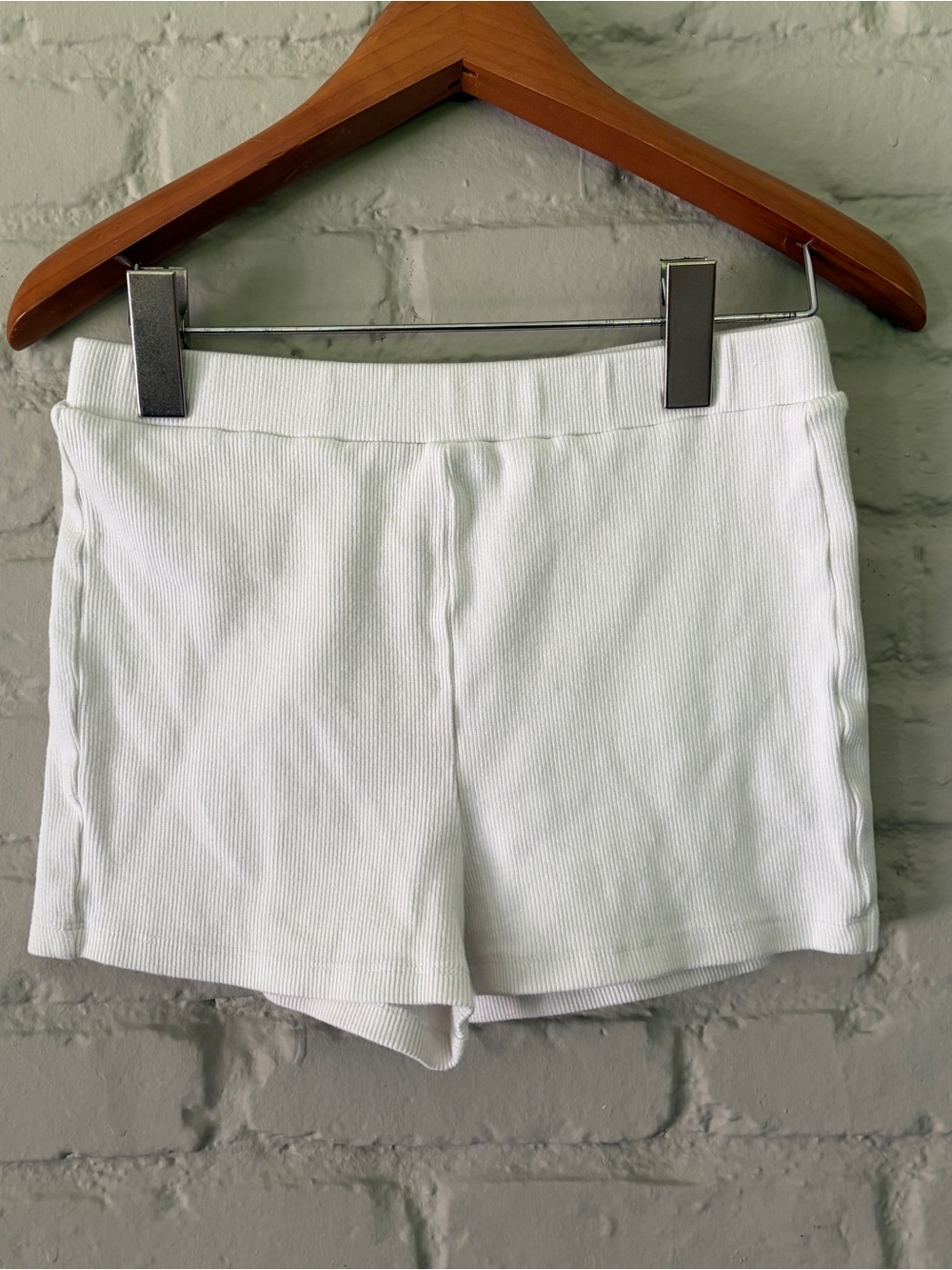 Princess Polly White Ribbed Bike Shorts